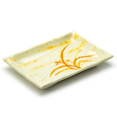 8-1/2" Melamine Rectangular Plate, Gold Orchid