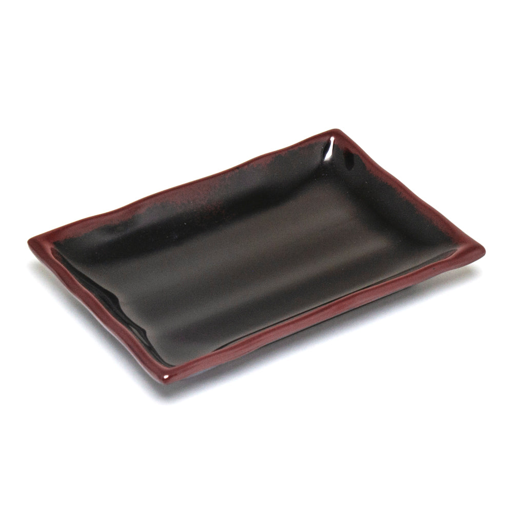 8-1/2" Melamine Wave Rectangular Plate, Tenmoku
