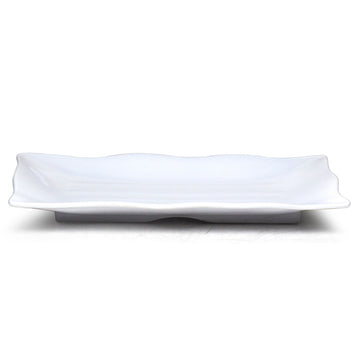 11"X7" Melamine Wave Rectangular Plate, White