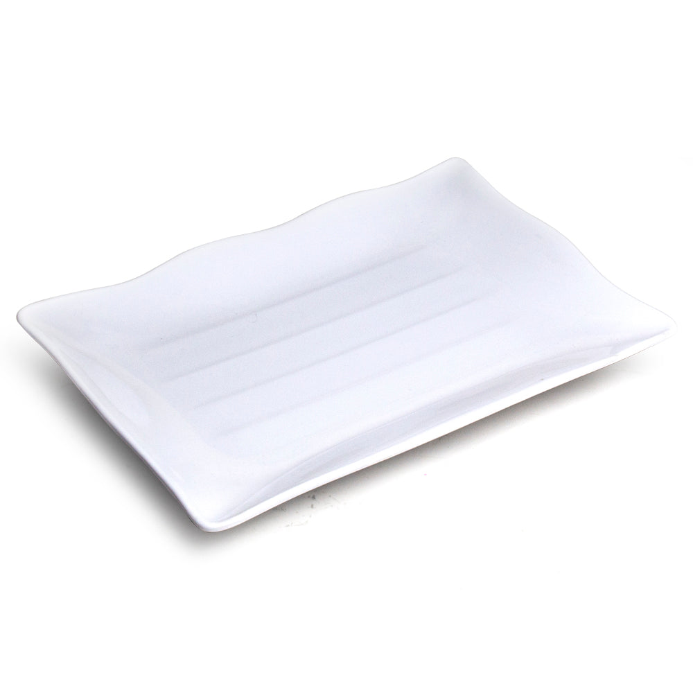 13-1/2"X9-1/8" Melamine Ripple Rim Rectangular Plate, White