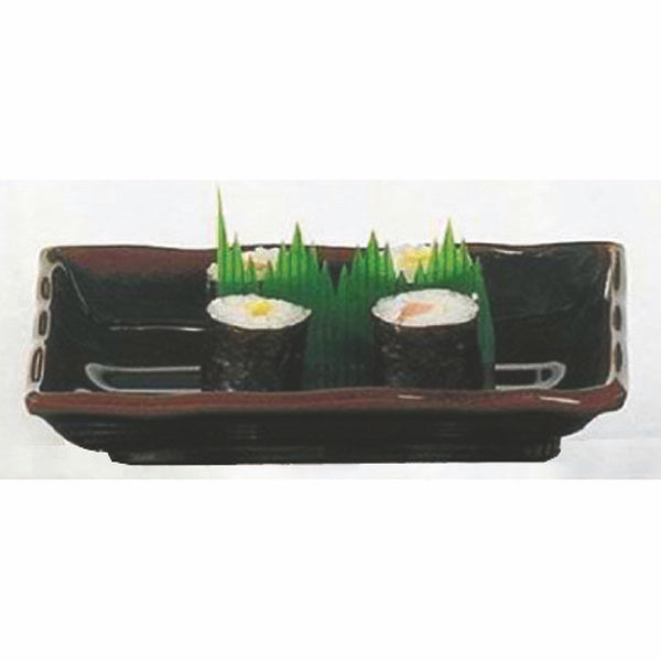15-1/2" Melamine Rectangular Wave Plate, Tenmoku