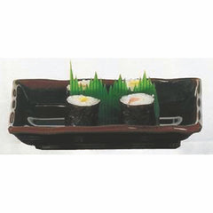 15-1/2" Melamine Rectangular Wave Plate, Tenmoku