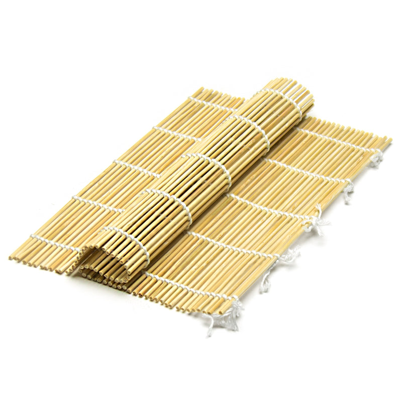 Partly rolled 27-0006 bamboo mat showing its flexible joined-strip construction