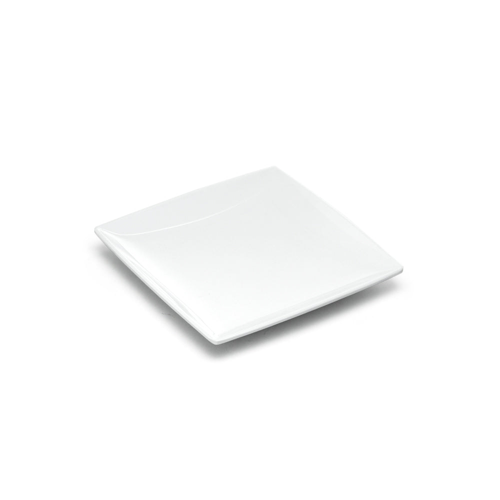 6" Melamine Square Flare Plate, White