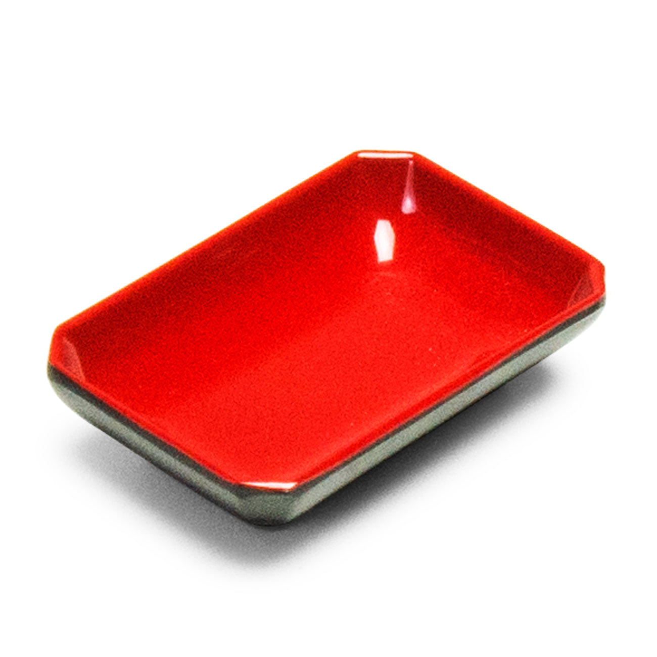 Melamine Rectangular Sauce Dish 3-5/8"x2-1/2", Black/Red