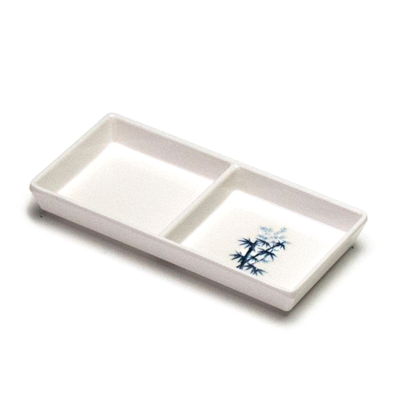 Melamine Rectangular Twin Sauce Dish 6"x3", Bamboo