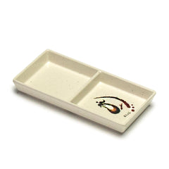 Melamine Rectangular Twin Sauce Dish 6"x3", Black/Red