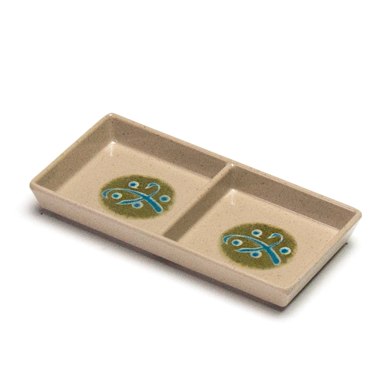 Melamine Rectangular Twin Sauce Dish 6"x3", Green