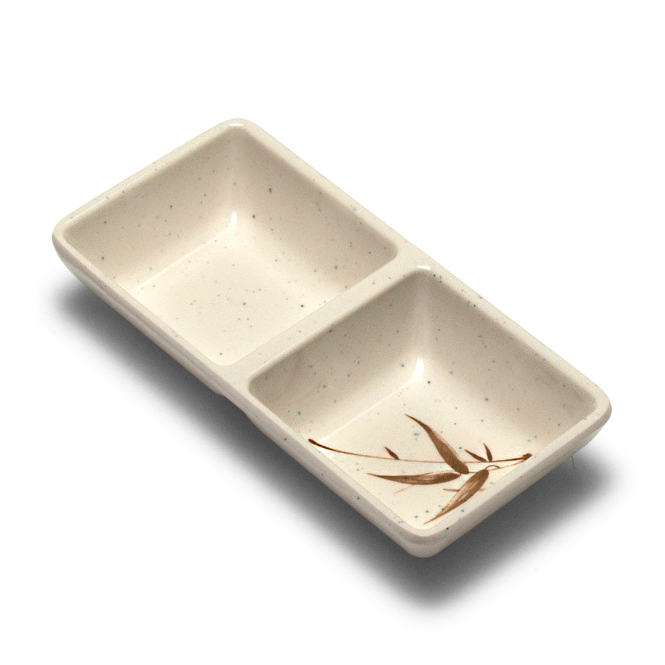 Melamine Rectangular Twin Sauce Dish 5.75"x2.75", Autumn Grass