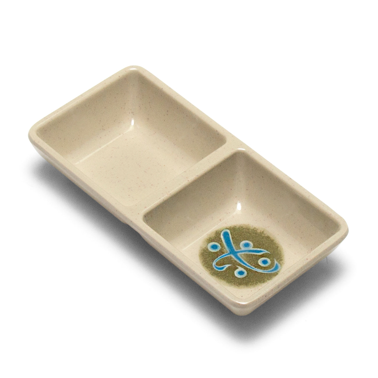 Melamine Rectangular Twin Sauce Dish 5.75"x2.75", Green