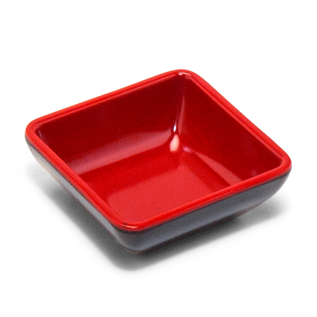 Melamine Square Sauce Dish 3", Black/Red