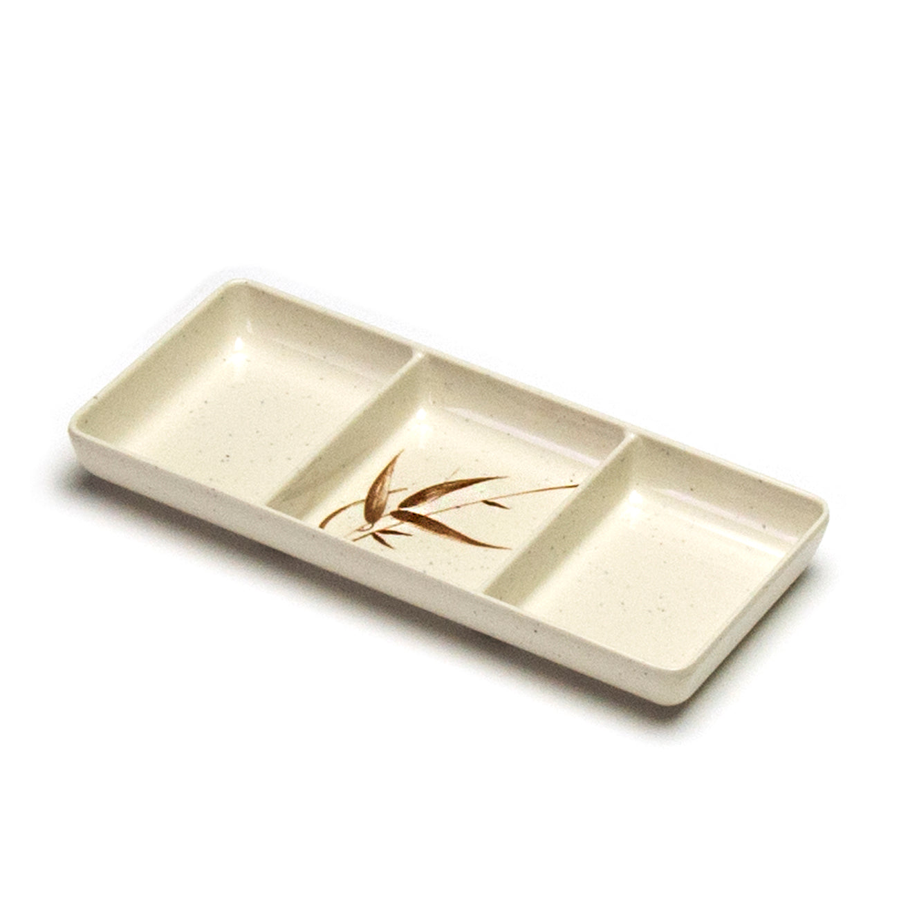 Melamine Rectangular 3-Compartment Sauce Dish, Autumn Grass