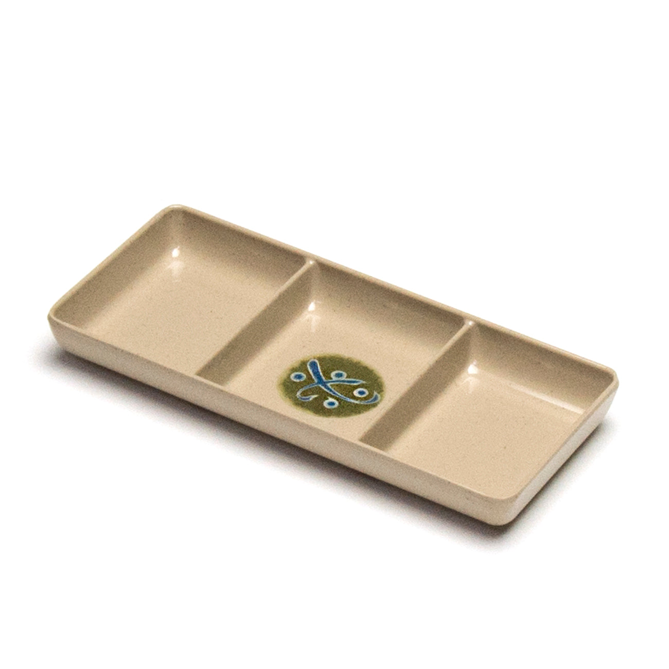 Melamine Rectangular 3-Compartment Sauce Dish, Green