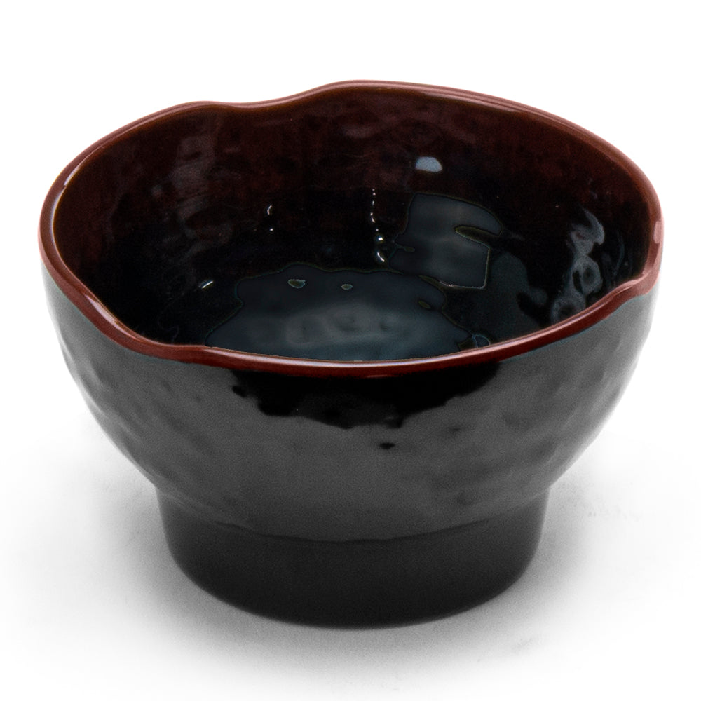 4-1/4" Melamine Round Wave Rice Bowl, Tenmoku