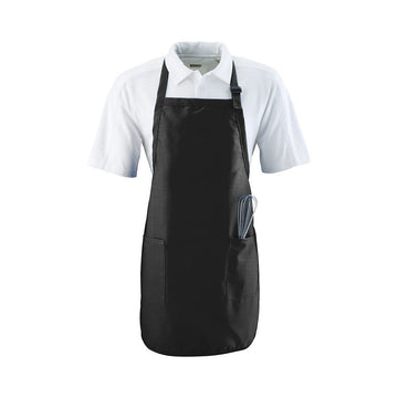 Apron Full Length w 2 Pocket, 3 Colors (White/Black/Red)