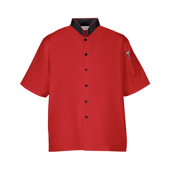 Euro Lightweight Chef Coat Shirt S/M/L/XL - Red/Black