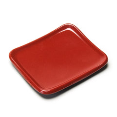 Melamine Rectangular Plate 4-3/4"x4", Black/Red