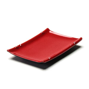 Melamine Rectangular Plate 6-5/8"x4-1/2", Black/Red