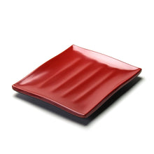 8″ × 7″ Black & Red Ribbed Melamine Plate