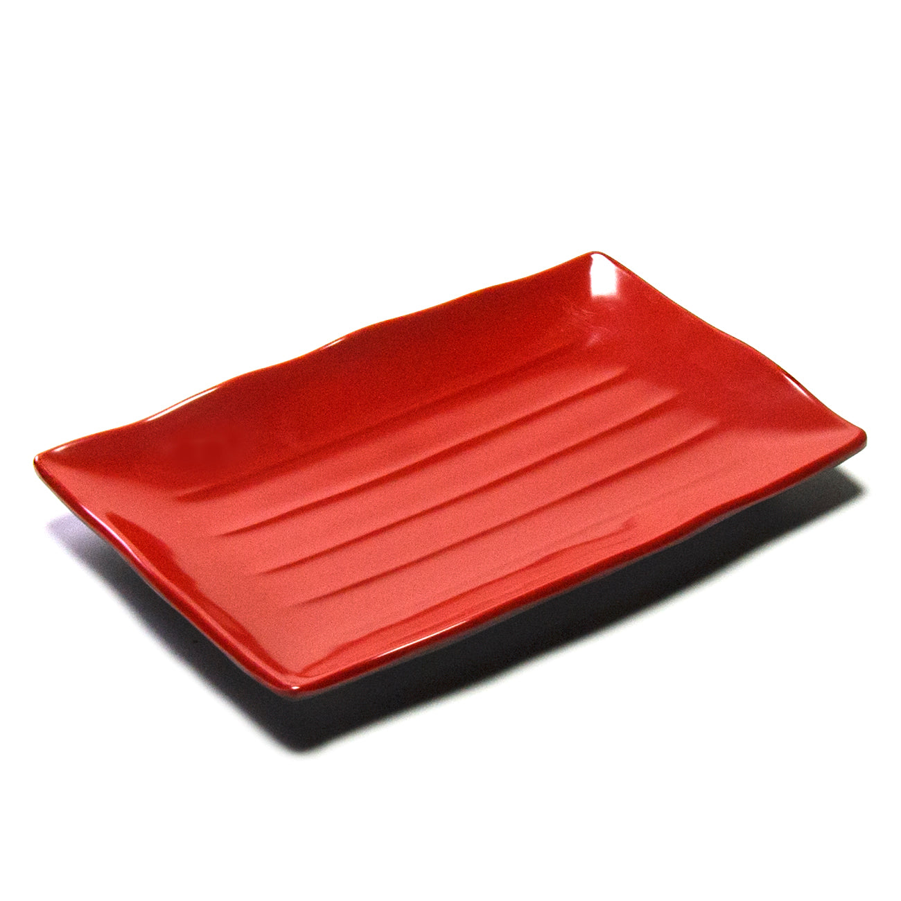 Melamine Rectangular Plate 11-3/8"x7-1/4", Black/Red