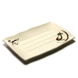 11⅜″ Beige Eggplant-Pattern Melamine Rectangular Plate — Ridged Center
