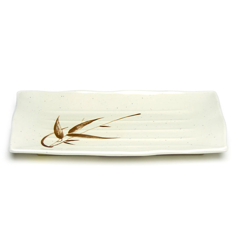 Front view of the 511-J Autumn Grass plate and its brown botanical motif