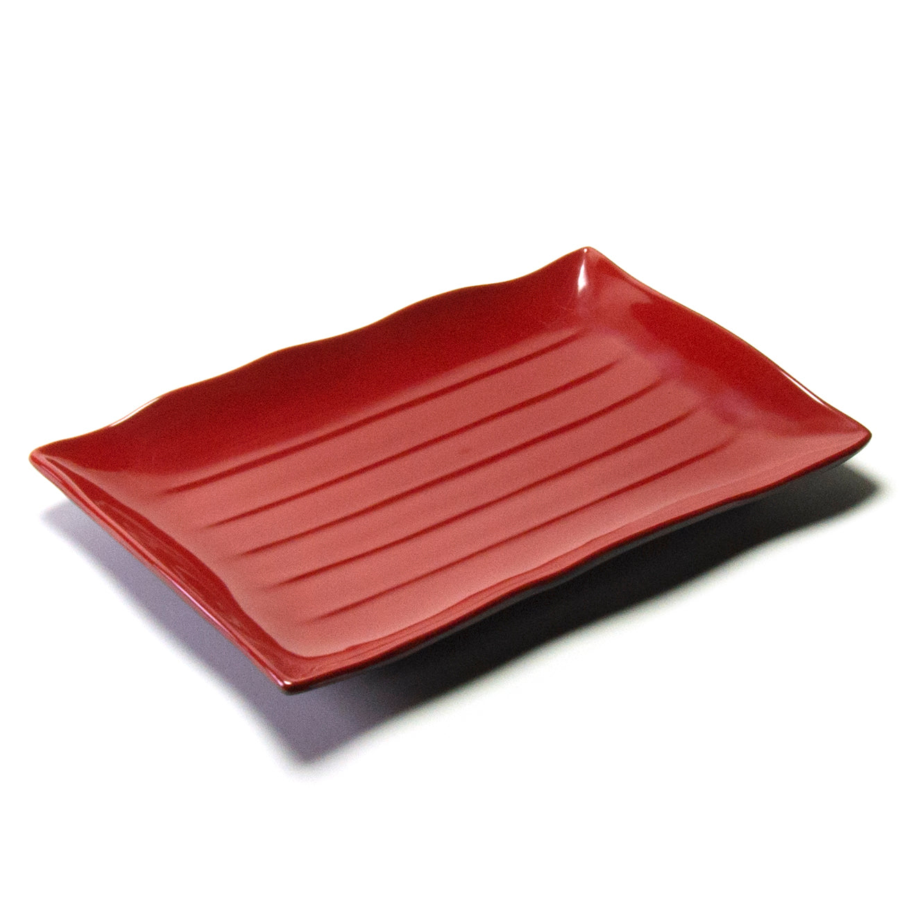 Melamine Rectangular Plate 13-1/2"x9", Black/Red