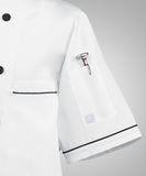 Chef Shirt Euro Style, White w Black Trim - S/M/L/XL