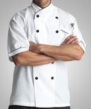 Chef Shirt Euro Style, White w Black Trim - S/M/L/XL