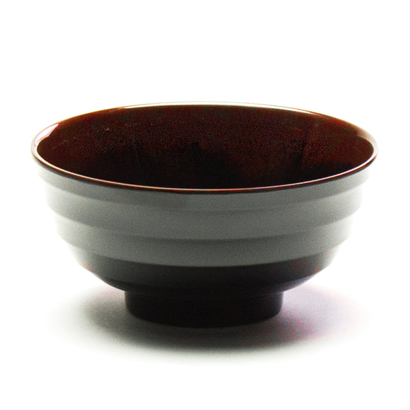 Japanese Rice and Soup Bowls With Lid, All Black, Melamine H