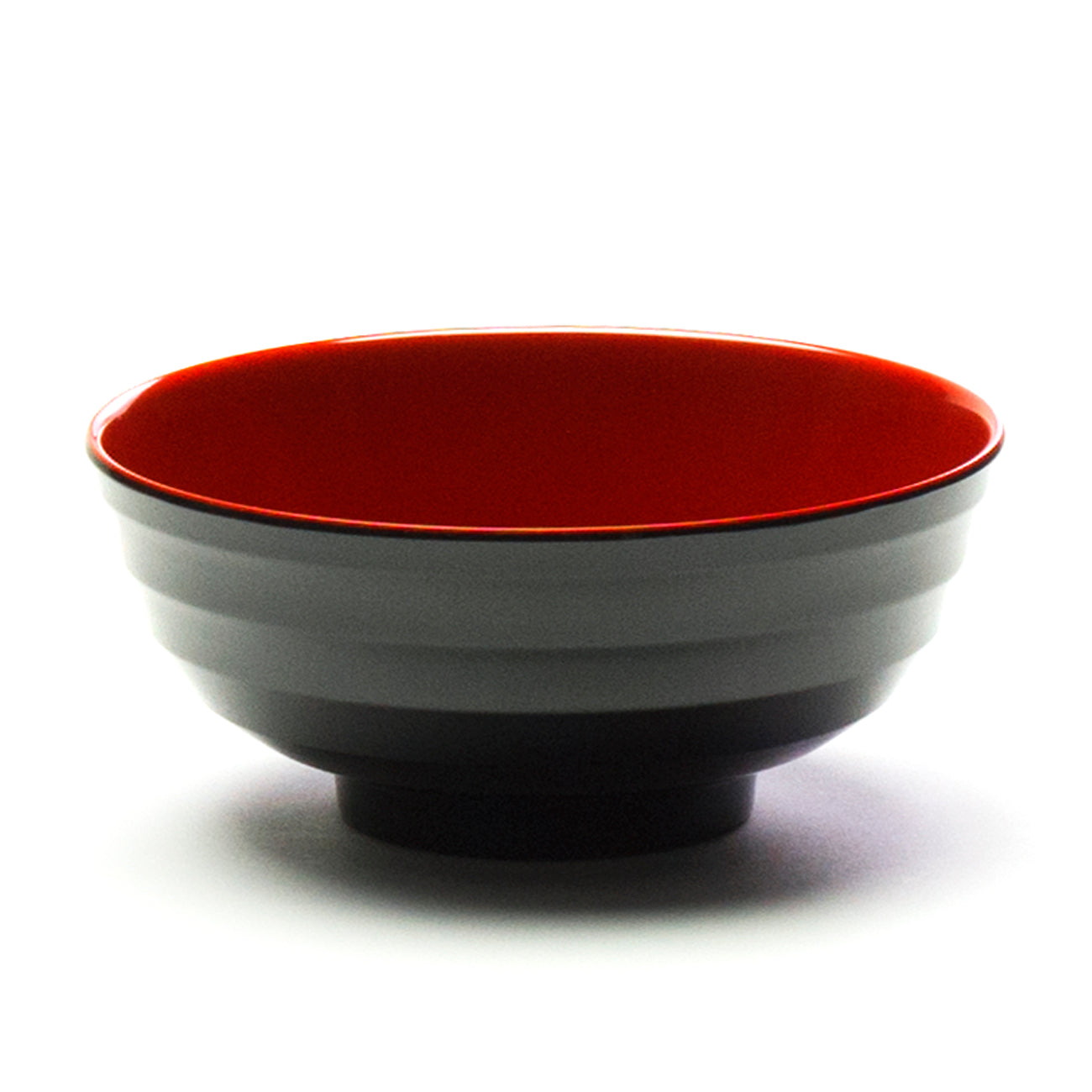 Melamine Round Udon Bowl 8", Black/Red