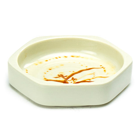 4" Melamine Hexagonal Sauce Dish 3oz, Gold Orchid