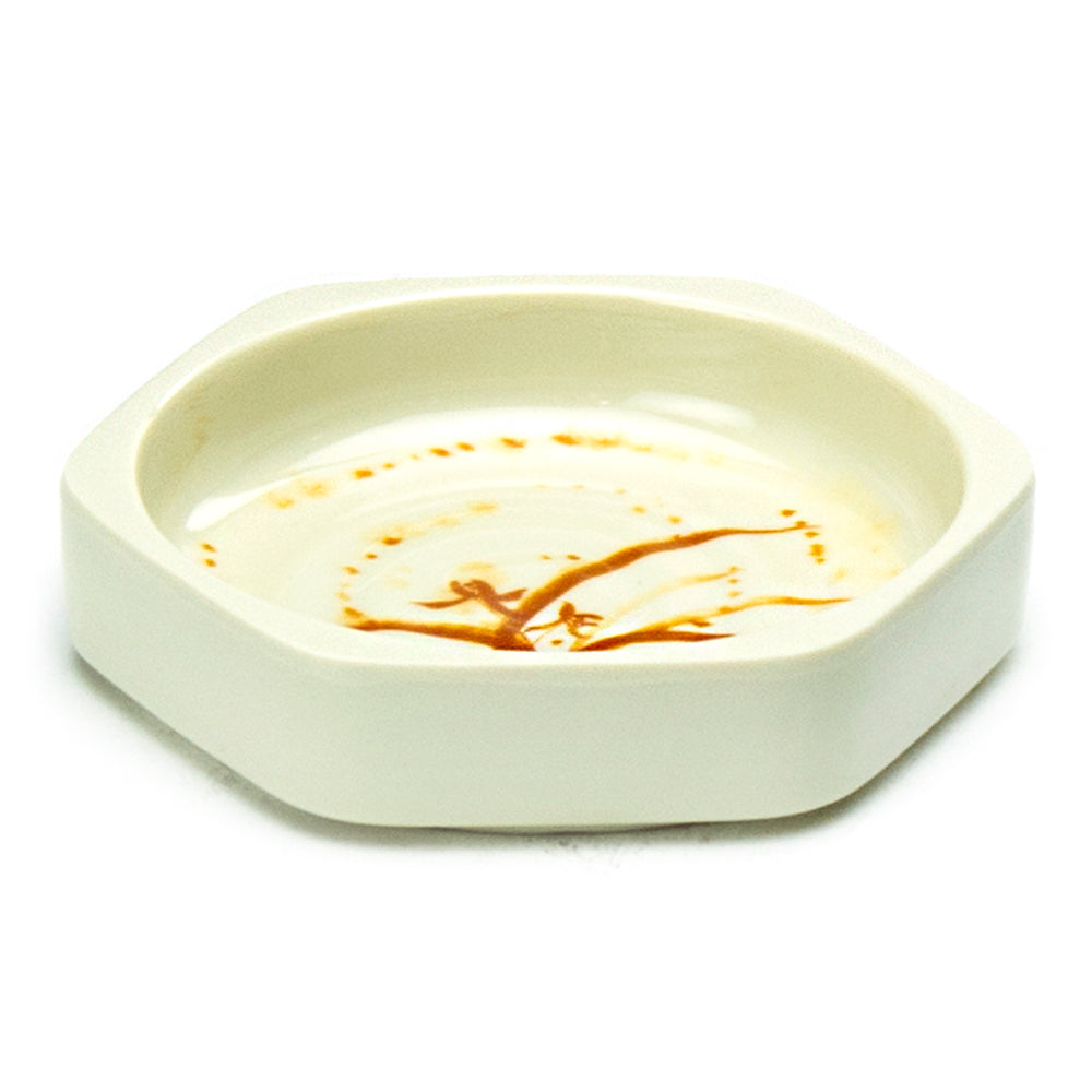 4" Melamine Hexagonal Sauce Dish 3oz, Gold Orchid