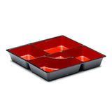 Lacquer Square Lunch Box 9-1/2"X2-1/4", Black/Red