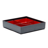 Lacquer Square Lunch Box 9-1/2"X2-1/4", Black/Red