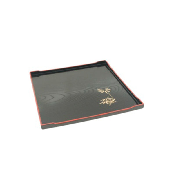 Rectangular Flower Lacquer Tray 10", Black