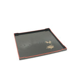 10″ × 6¼″ Black Rectangular Lacquer Tray — Bamboo Design