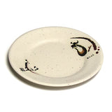 7″ Beige Eggplant-Pattern Melamine Round Plate — Broad Rim