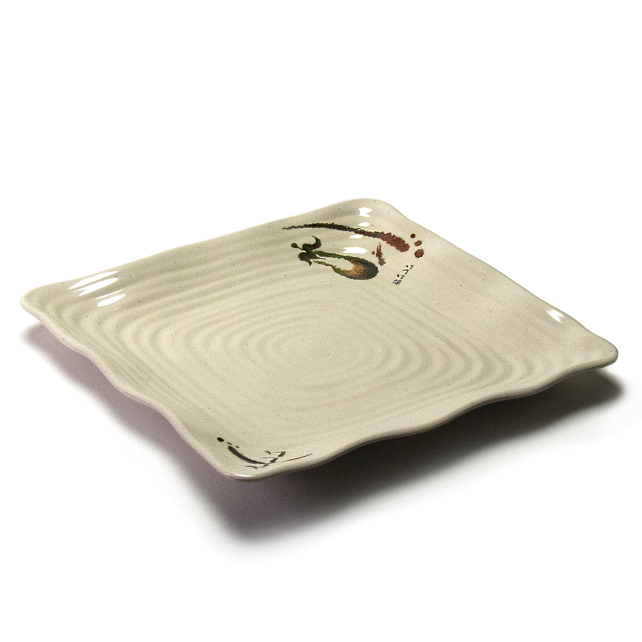 Melamine Wavy Square Plate 11", Eggplant
