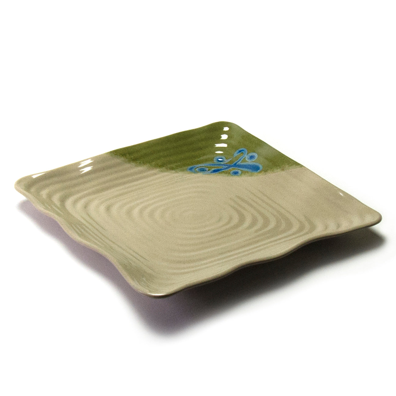 Melamine Wavy Square Plate 11", Green