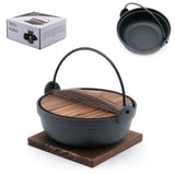 Cast Iron Pot with Wooden Lid & Base, 6.75"