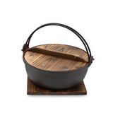 Iron Nabe Pot with Wooden Lid, 17 cm