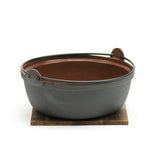 Cast Iron Nabe Pot with Wooden Lid & Base, 8.5"