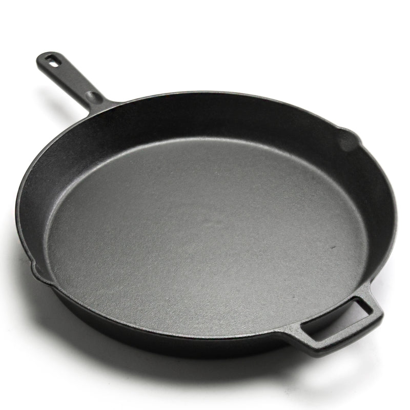 10.25" Black Cast Iron Skillet — A round skillet with two grip points