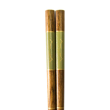 Japanese Style X Wooden Chopsticks 8-7/8", Green
