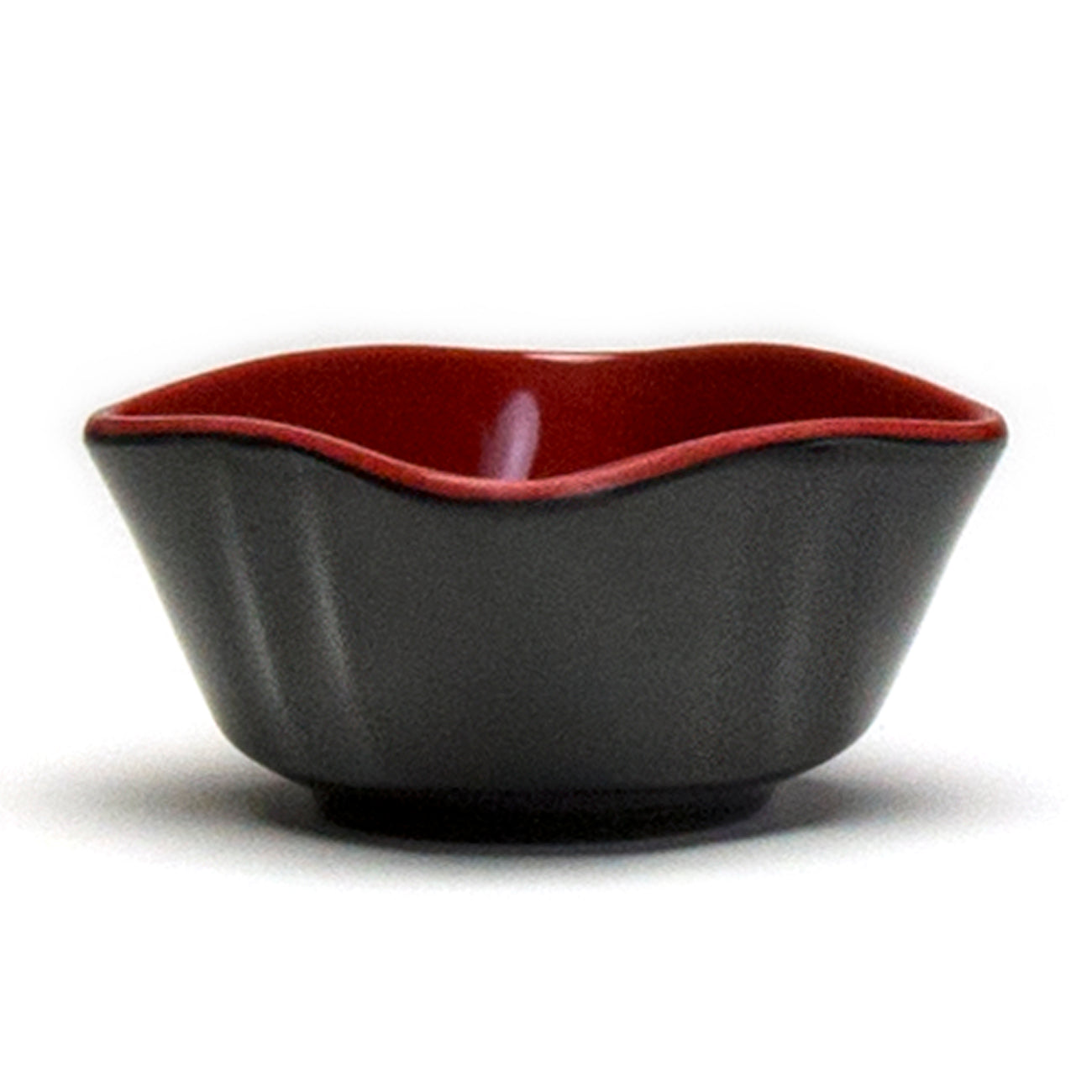 Melamine Square Sauce Bowl 3-1/2", Black/Red