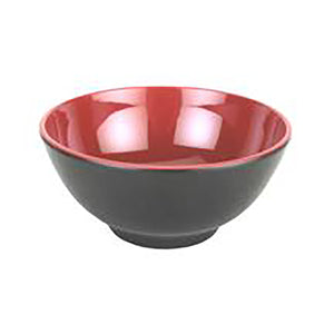Melamine Round Rice Bowl 5", Black/Red