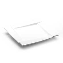 10″ White Ceramic Square Plate — Stepped Rim