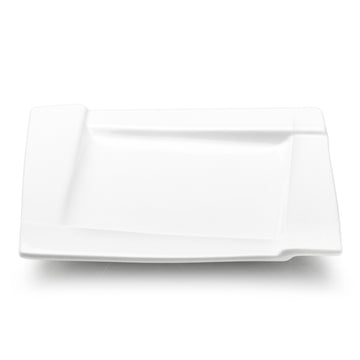 12-1/4" Tilted Square Plate, White Ceramic