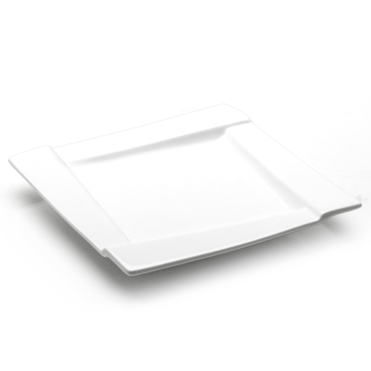 12-1/4" Tilted Square Plate, White Ceramic